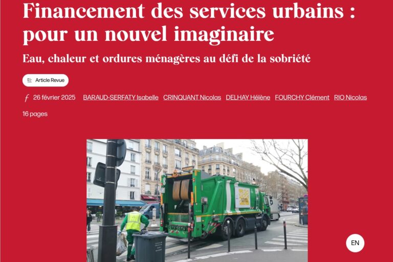 “Financement des services urbains : pour un nouvel imaginaire” [article dans Futuribles]